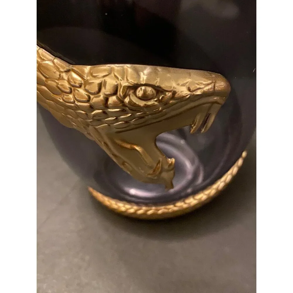 Set of 4 Metallic Gold look 3D Snake Cleopatra Cups plastic Party Glasses 3-D